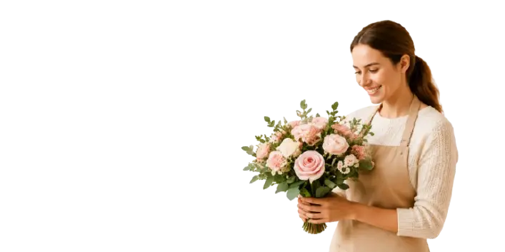 Fleuriste La Bouquetterie tenant un bouquet