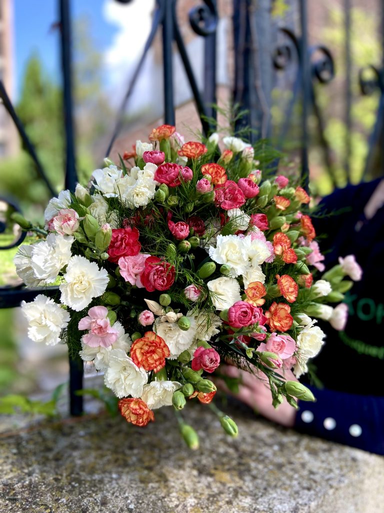 Brassée d'oeillets roses - Bouquet fleurs de saison