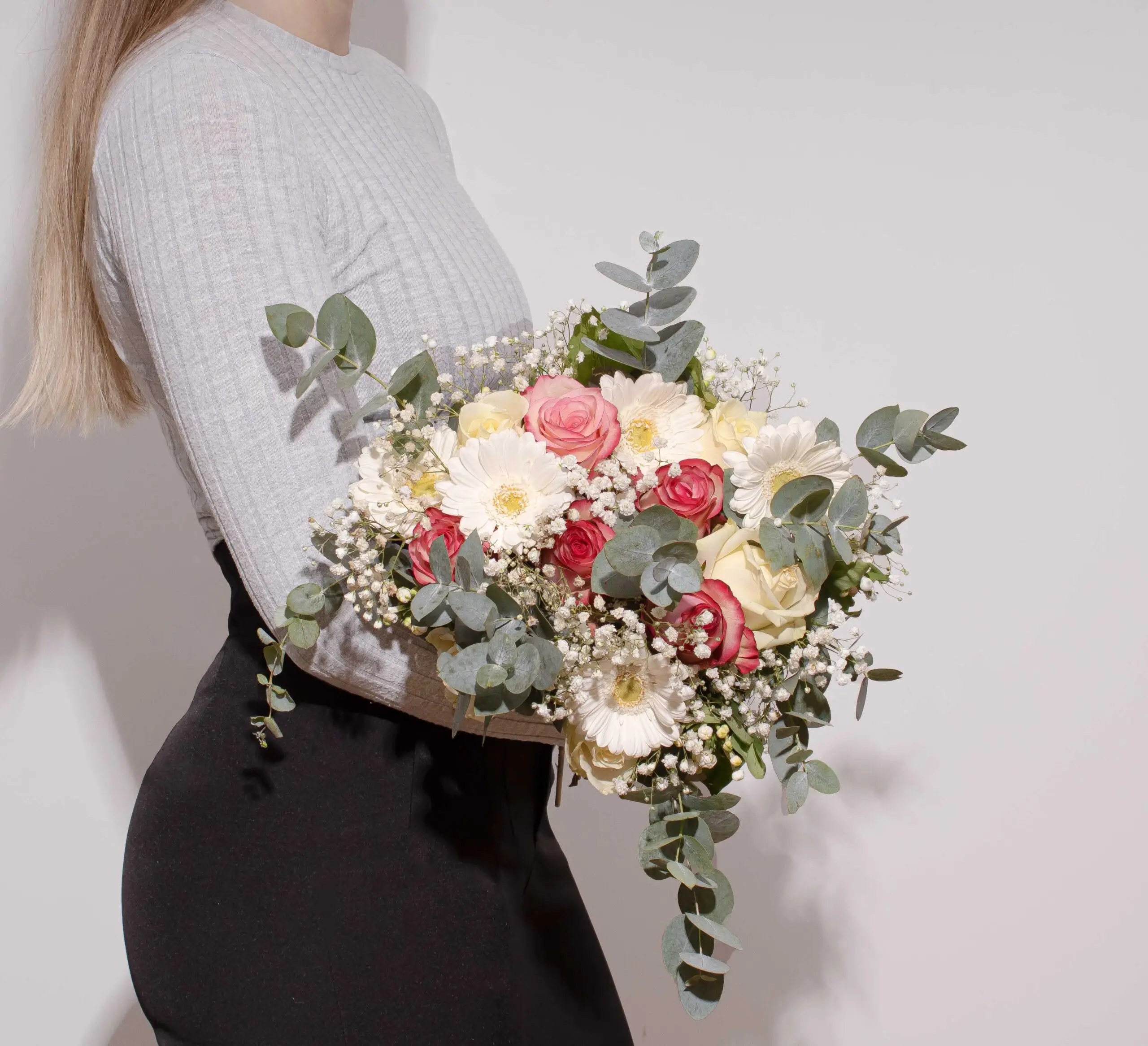Bouquet rose vert et blanc