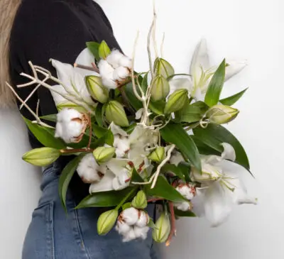 Bouquet de fleurs de Lys & Coton