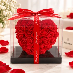 Cœur de roses rouges en coffret cadeau