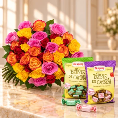 Bouquet Tutti Frutti accompagné de deux Bêtises de Cambrai