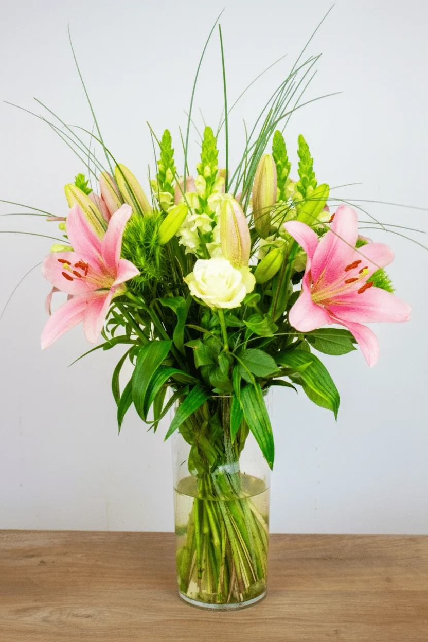 Bouquet de lys roses et blancs parfumés